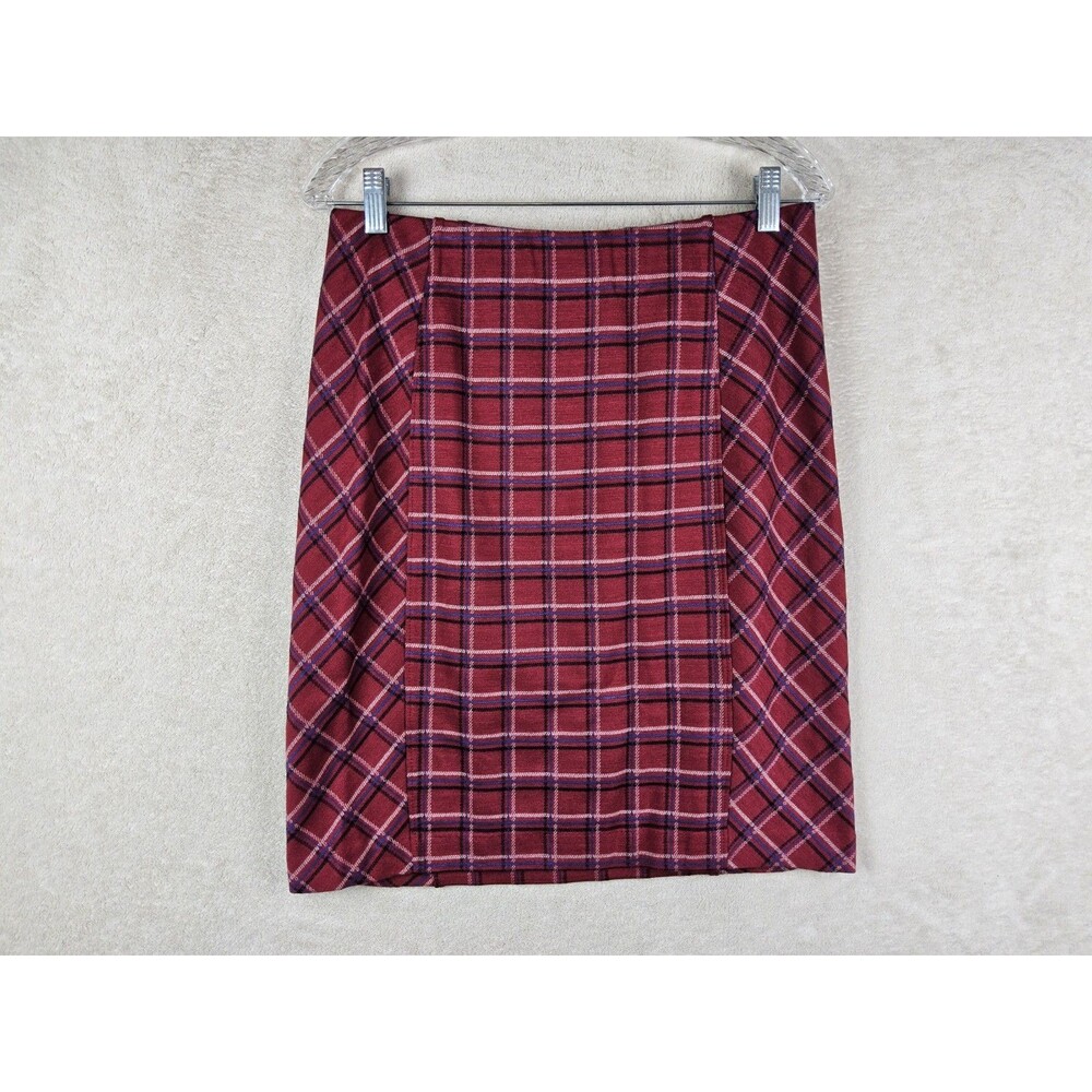 J Jill Women’s Ponte Pull On Plaid Straight Skirt Size S